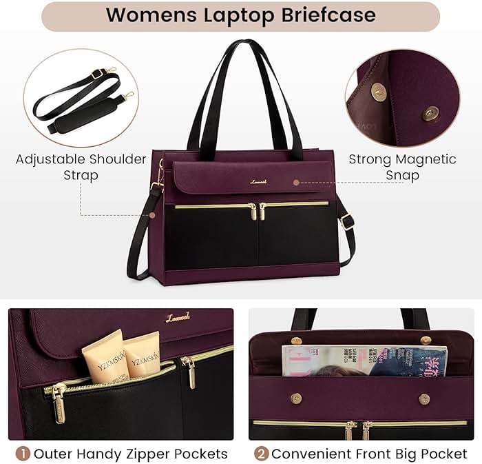 LOVEVOOK Laptop Bag for Women 15.6 Inch Tote Work Professional Leather Computer Briefcase Waterproof Handbag Shoulder Large Capacity Business Teacher Office Crossbody Purse - Image 4