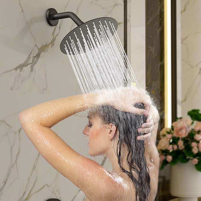 Esnbia Matte Black Shower Faucet Set, 8-Inch Rain Shower Head and Handle Set, Bathtub Shower Faucet Set with Single Handle and Tub spout, Shower Valve Included, Matte Black - Image 3