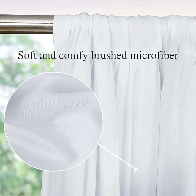 Homechoice Decor Thermal Insulated Blackout Window Curtains, 54" W x 84" L x 2 Panels, Boho Ruched Window Treatments with 3 Rows of Butterfly Flowers, Rustic Rod Pocket Drapes for Room, White (LQ-30) - Image 3