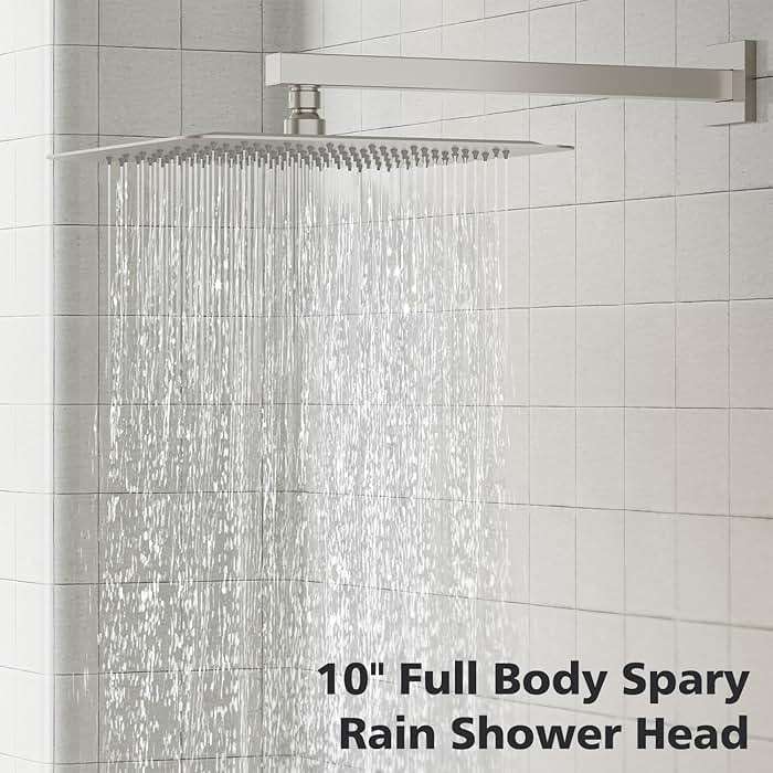 Gabrylly Shower System Brushed Nickel, Rain Shower head with handheld Shower Spray Combo, Rainfall Shower Faucet Set Complete, High Pressure 10" Stainless Steel Shower Valve Set - Image 4