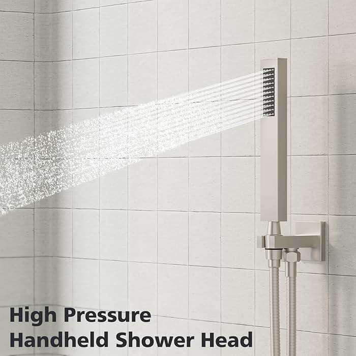 Gabrylly Shower System Brushed Nickel, Rain Shower head with handheld Shower Spray Combo, Rainfall Shower Faucet Set Complete, High Pressure 10" Stainless Steel Shower Valve Set - Image 5