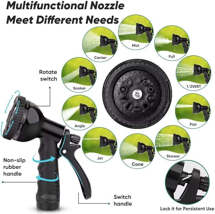 Garden Hose 50ft, Heavy Duty Stainless Steel Water Hose with 10 Functional Nozzles, No Kink, Lightweight and Flexible, Easy to Use and Store, Strong and Sturdy, Suitable for Yard and Lawn - Image 3