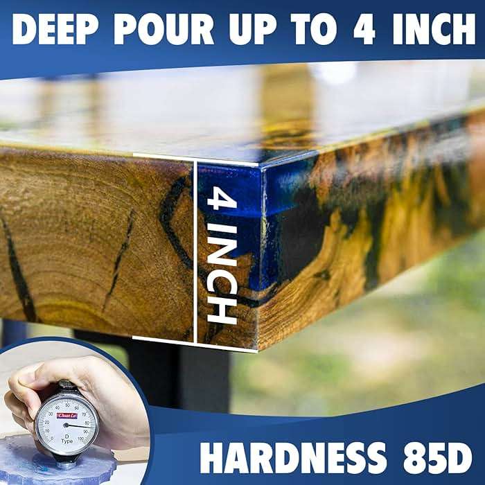 Shabebe Deep Pour Epoxy Resin 1.5 Gallon, 2 to 4 Inch Depth Clear Epoxy Resin Kit with Mixer, Bubble Free, Low Odor 2:1 Casting Resin for Table Top, Countertop, River Table, Wood Filler, Bar Top - Image 3