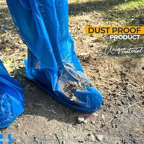 Large Thicker Boot And Shoe Covers Disposable Non-Slip 50 Pack (25 Pairs) Waterproof Durable Reusable Rain, Outdoor Indoors Overshoes, Fit Up To Men's 14, Blue, 20 Tall, Horlon - Image 4