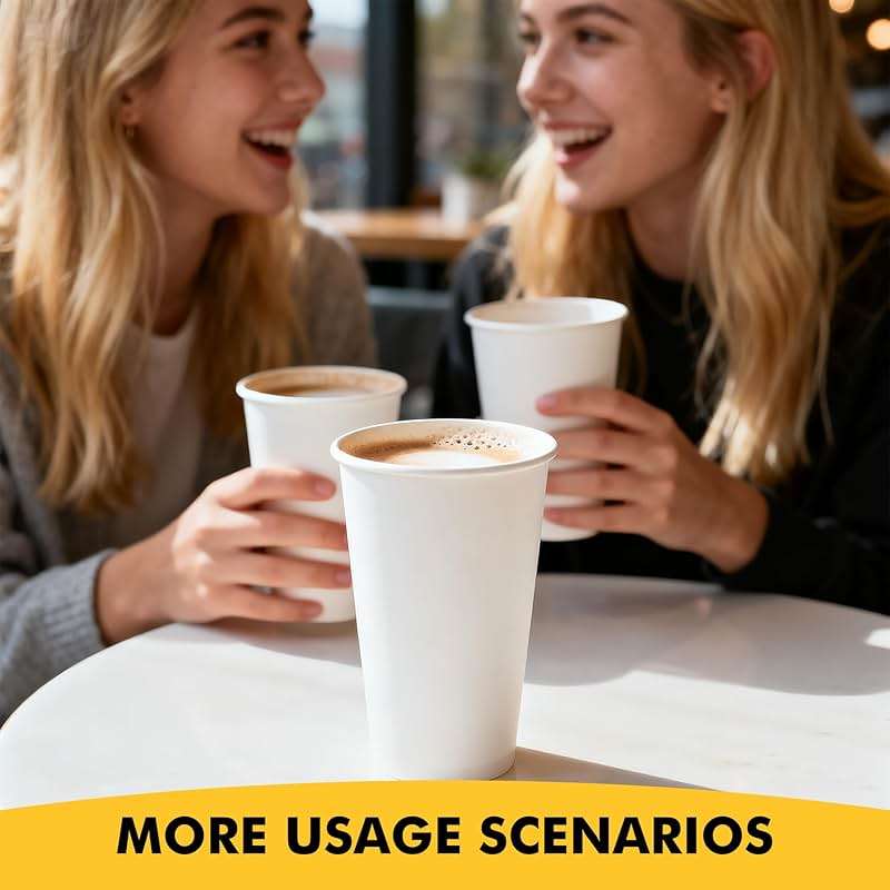[200 Pack] 16 oz Coffee Cups, Disposable Paper Coffee Cups, Hot Coffee Cup, Perfect for Party, Picnic, Travel, and Events - Image 2