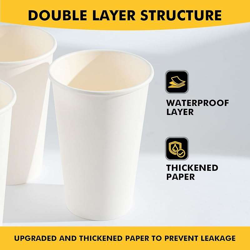 [200 Pack] 16 oz Coffee Cups, Disposable Paper Coffee Cups, Hot Coffee Cup, Perfect for Party, Picnic, Travel, and Events - Image 6