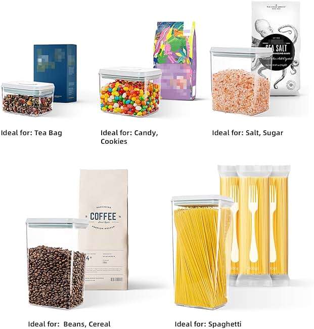 Airtight Food Storage Containers with Lids 10 PCS Pop Containers for Kitchen Pantry Organization BPA-Free Stackable Clear Pantry Storage Set with Measuring Scales for Cereal Flour Sugar Pasta Snacks - Image 7