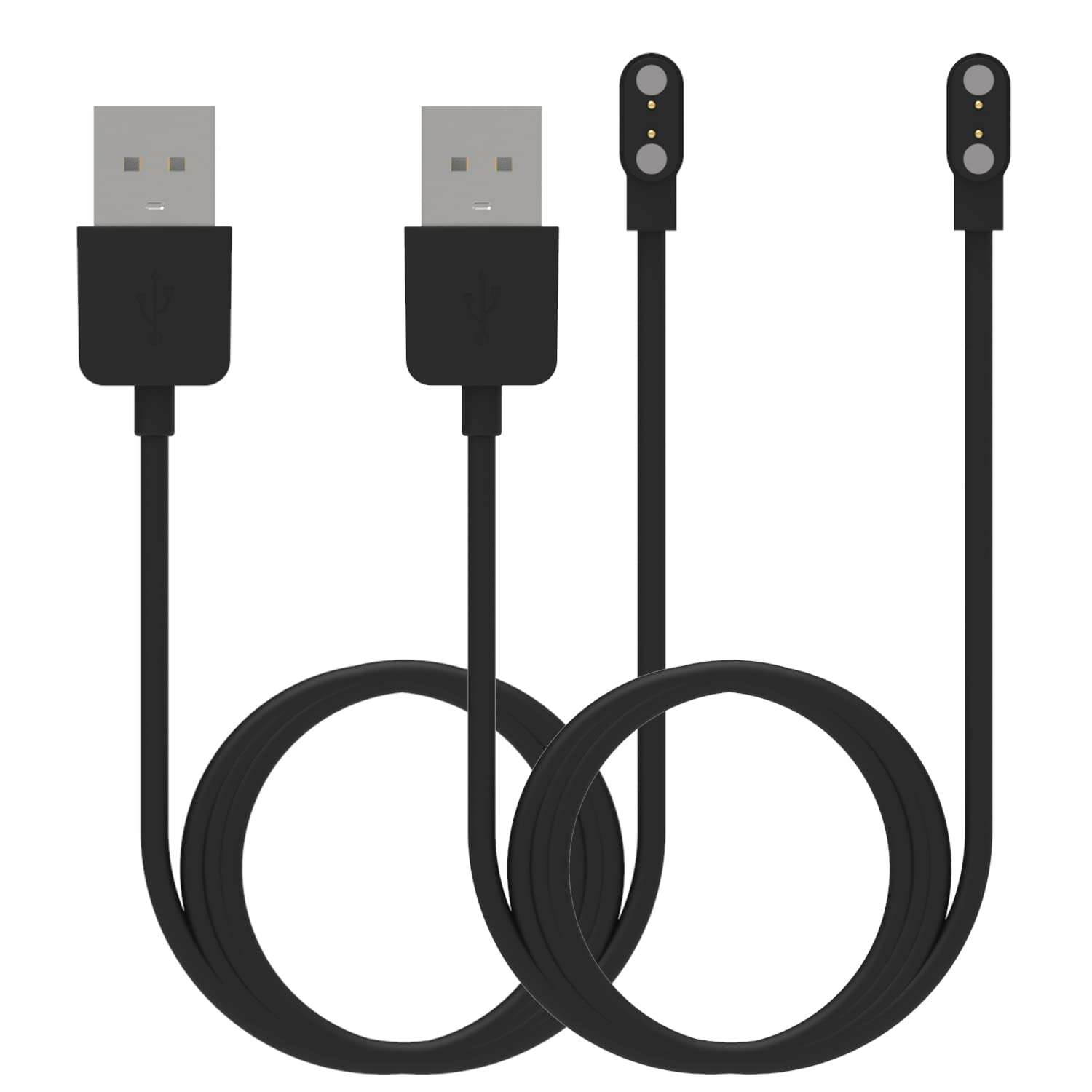 RuenTech Compatible with TOZO S7 S6 S5 S4 S3 S2 Smart Watch Charger, Replacement USB Charging Cable 3.3 Ft Charging Cord for TOZO S2 Pro/S2 44mm/S2 40mm Smart Watch (Black&Black) - Image 1