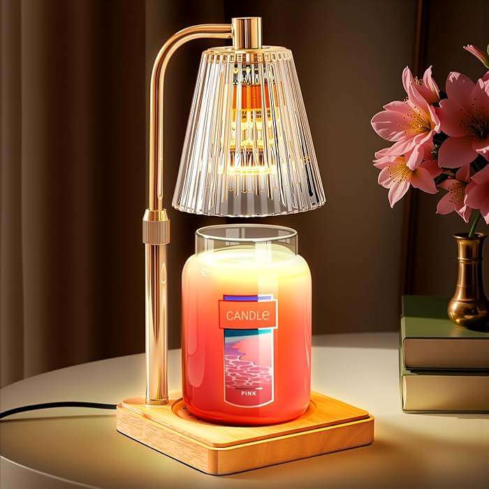Marycele Candle Warmer Lamp with Timer & Dimmer - Mothers Day Gifts for Women Mom Her, Aesthetic Office Home Decor, Adjustable Height Wax Melter for Candle Jar & 3-Wick Candles (2 Bulbs Included) - Image 1