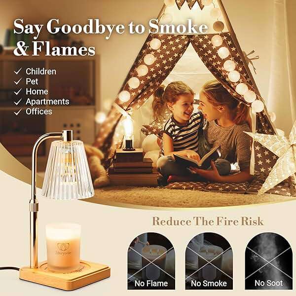 Marycele Candle Warmer Lamp with Timer & Dimmer - Mothers Day Gifts for Women Mom Her, Aesthetic Office Home Decor, Adjustable Height Wax Melter for Candle Jar & 3-Wick Candles (2 Bulbs Included) - Image 3