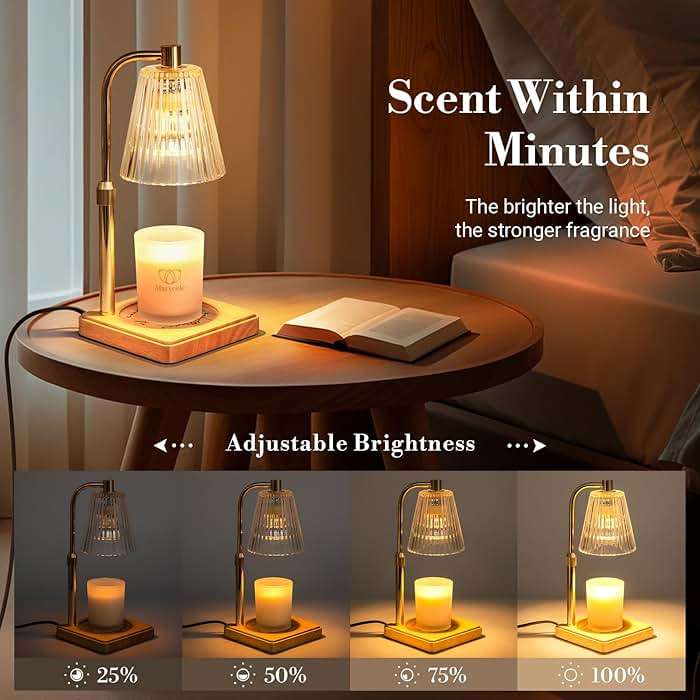Marycele Candle Warmer Lamp with Timer & Dimmer - Mothers Day Gifts for Women Mom Her, Aesthetic Office Home Decor, Adjustable Height Wax Melter for Candle Jar & 3-Wick Candles (2 Bulbs Included) - Image 6