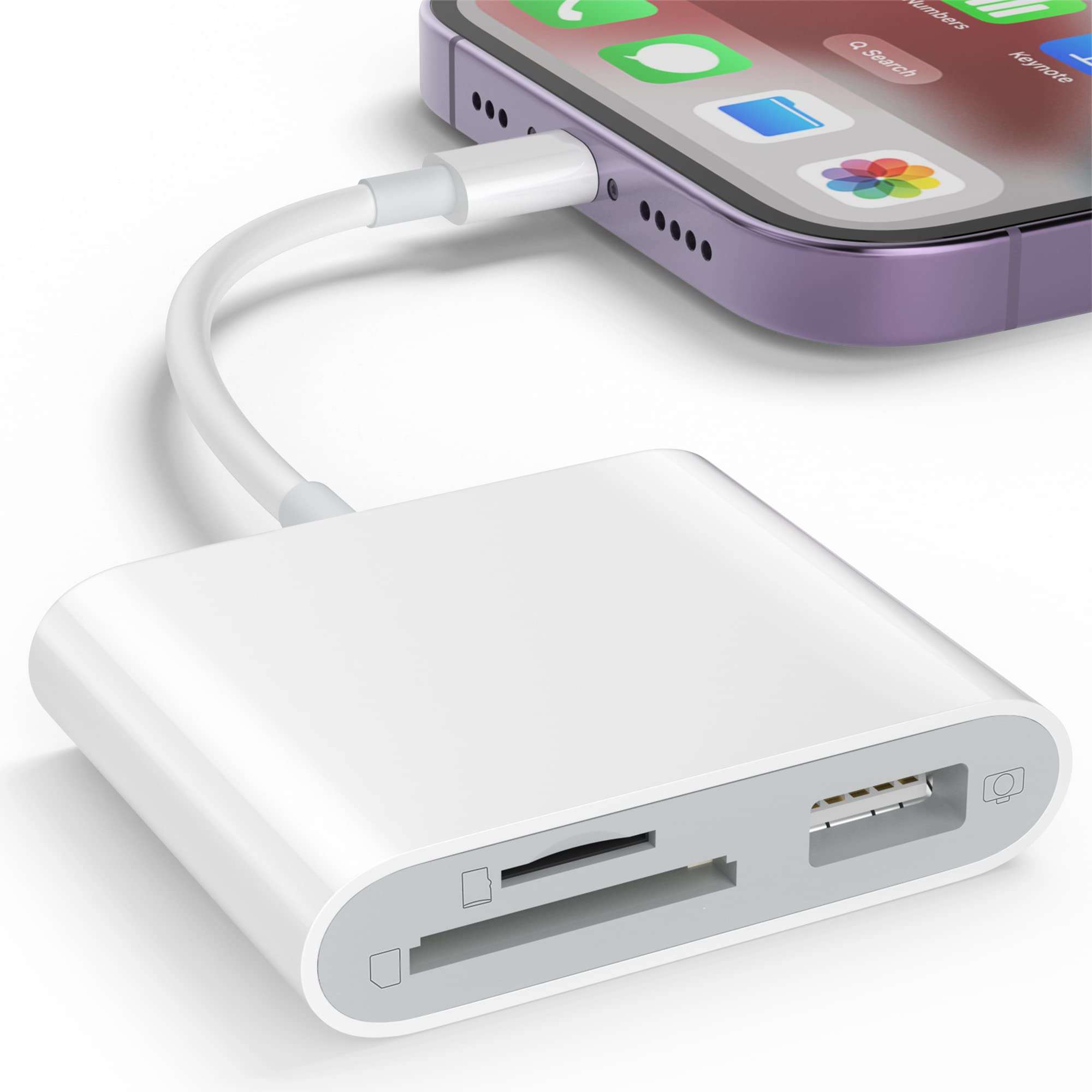 SZHAIYIJIN SD Card Reader for iPhone, Memory Card Reader with USB Camera Adapter Plug and Play Trail Game Camera Viewer Supports SD and TF Card MicroSD Card Adapter for iPad No App Required - Image 1