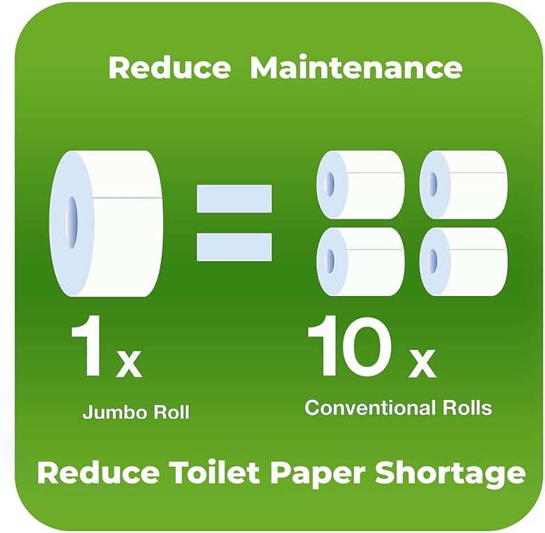 Commercial toilet paper - Jumbo toilet paper rolls -4,800 FT Industrial 2-Ply 9” Bulk Large Roll for Standard Jumbo Dispenser -100% Recycled Fibers-Soft and Absorbent Bathroom Tissue -6 Roll Case Pack - Image 4