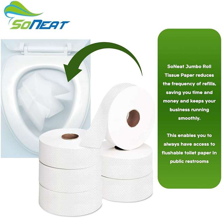 Commercial toilet paper - Jumbo toilet paper rolls -4,800 FT Industrial 2-Ply 9” Bulk Large Roll for Standard Jumbo Dispenser -100% Recycled Fibers-Soft and Absorbent Bathroom Tissue -6 Roll Case Pack - Image 5