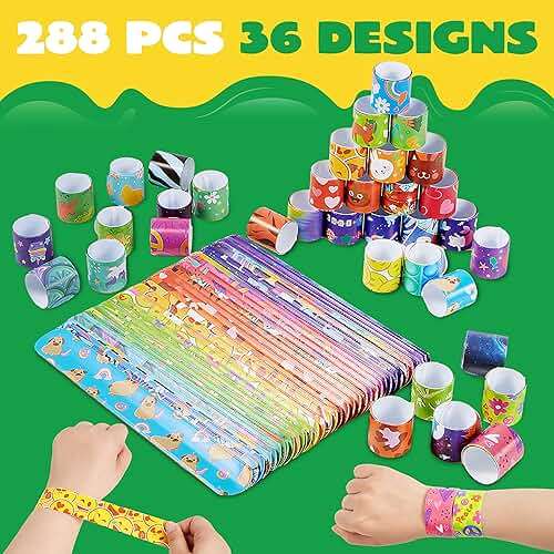 JOYIN 288 Pcs Slap Bracelets for Kids, Bulk Wristbands with Animals, Friendship, Heart, Galaxy, Party Favors, Classroom Prizes Birthday Exchanging Gifts, Goodie Bag Stuffers - Image 3