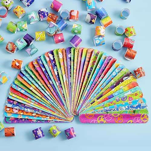 JOYIN 288 Pcs Slap Bracelets for Kids, Bulk Wristbands with Animals, Friendship, Heart, Galaxy, Party Favors, Classroom Prizes Birthday Exchanging Gifts, Goodie Bag Stuffers - Image 7