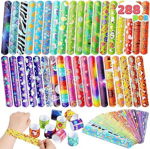 JOYIN 288 Pcs Slap Bracelets for Kids, Bulk Wristbands with Animals, Friendship, Heart, Galaxy, Party Favors, Classroom Prizes Birthday Exchanging Gifts, Goodie Bag Stuffers - Image 8