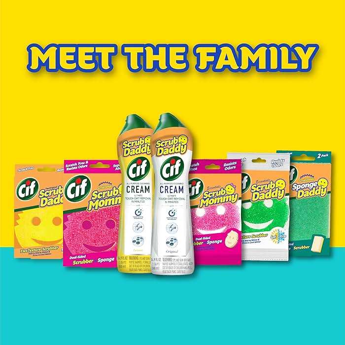 Scrub Daddy Sponges & Cif All Purpose Cleaner, Lemon - Non Scratch Sponges for Kitchen + Bathroom - Scrubber and Multipurpose Cleaner Cream - Cleaning Supplies Kit - Image 8