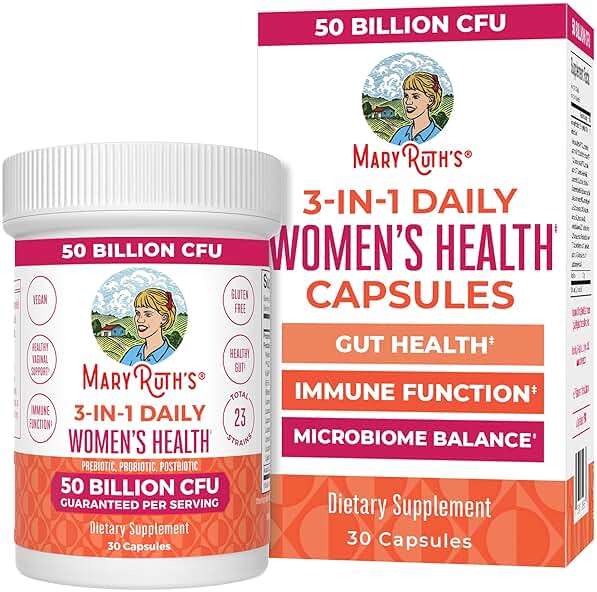MARYRUTH'S 3-in-1 Daily Health Probiotics + Postbiotics for Women | Hormone Support & Gut Health Supplement for Women | Women’s Probiotic Supports Vaginal Health | 50 Billion CFU | Vegan | 30 ct - Image 1