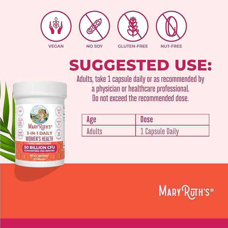 MARYRUTH'S 3-in-1 Daily Health Probiotics + Postbiotics for Women | Hormone Support & Gut Health Supplement for Women | Women’s Probiotic Supports Vaginal Health | 50 Billion CFU | Vegan | 30 ct - Image 3