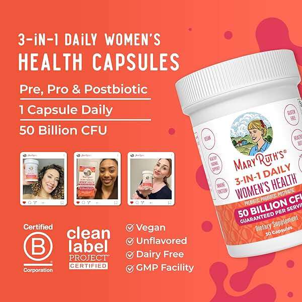 MARYRUTH'S 3-in-1 Daily Health Probiotics + Postbiotics for Women | Hormone Support & Gut Health Supplement for Women | Women’s Probiotic Supports Vaginal Health | 50 Billion CFU | Vegan | 30 ct - Image 8