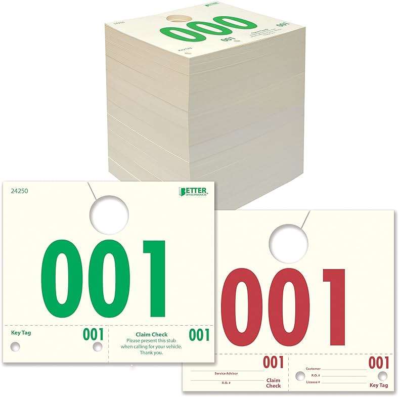 Better Office Products Service Dispatch Numbers, 1000 Count, Numbered 000-999, Car Repair Tags, Service Management System, 3 Part Double Sided Tags,(Box of 1000) - Image 1