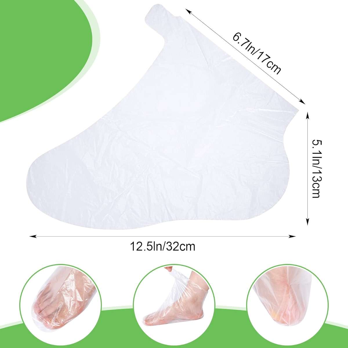 Hoolerry 500 Pcs Plastic Foot Covers for Feet Plastic Socks for Moisturizing Foot Gloves Paraffin Wax Bath Liners with Snug Closure Stickers, Spa Moisturizing Pedicure Supplies - Image 2