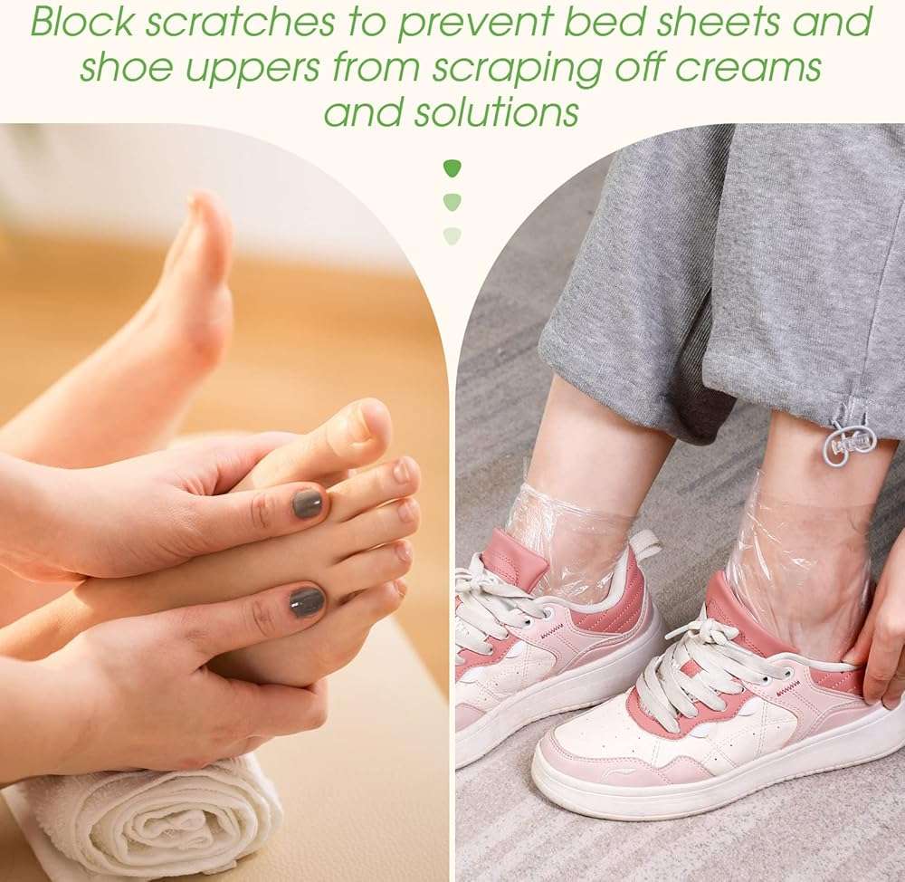 Hoolerry 500 Pcs Plastic Foot Covers for Feet Plastic Socks for Moisturizing Foot Gloves Paraffin Wax Bath Liners with Snug Closure Stickers, Spa Moisturizing Pedicure Supplies - Image 7