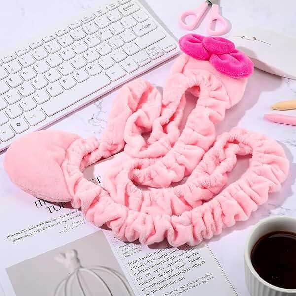 Hoteam 2 Pcs 17''-24'' Kawaii Computer Monitor Cover with Cat Ear Furry Cute Pink Monitor Dust Cover Protector Lovely Computer Desk Accessories Laptop TV LCD Screen Decoration for Tablet - Image 3