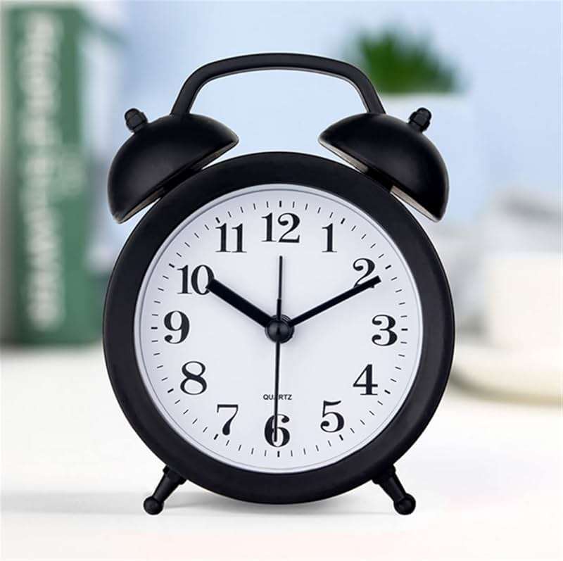 TXY Kids Alarm Clock - Double Bell Classic Home Cute Battery Operated Analog Mini Round Bedside Desk Alarm Clock for Kids & Students - Black - Image 2