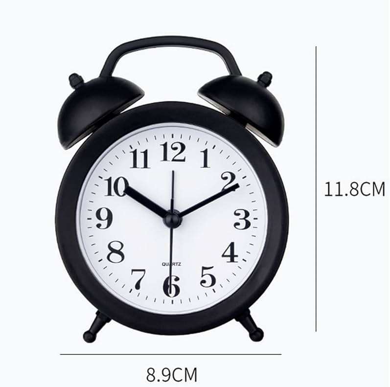 TXY Kids Alarm Clock - Double Bell Classic Home Cute Battery Operated Analog Mini Round Bedside Desk Alarm Clock for Kids & Students - Black - Image 3