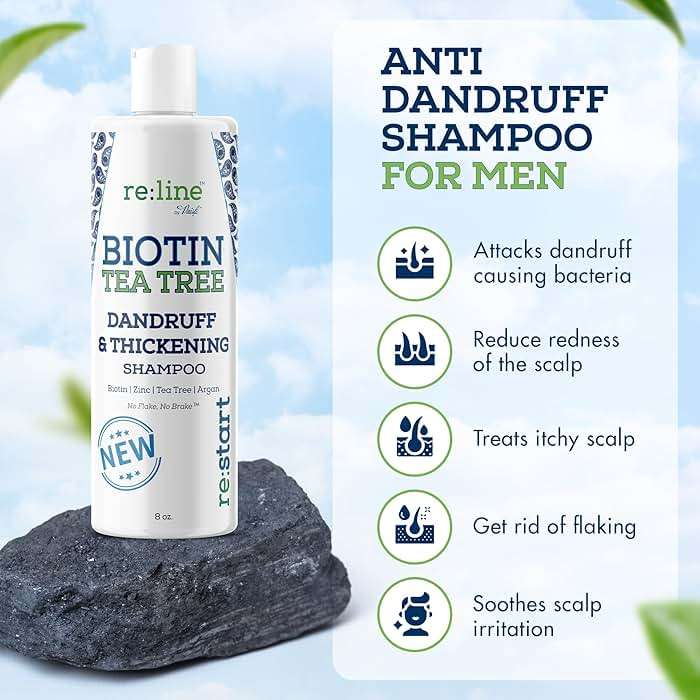 Anti Dandruff Shampoo for Men - Tea Tree Oil & Zinc Shampoo for Dandruff & Thinning Hair (8 OZ) - Image 4