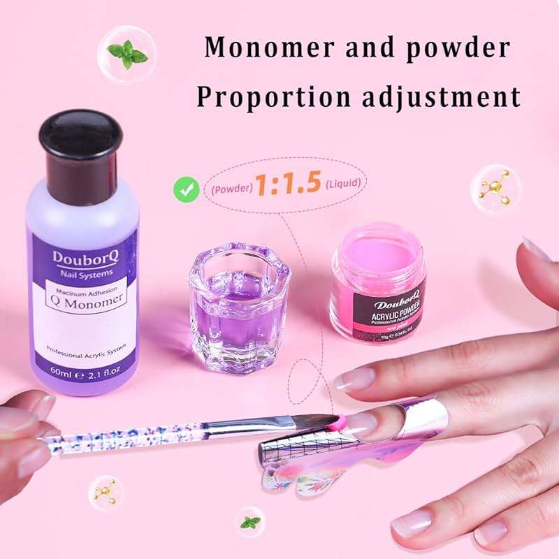 Acrylic Nail Art Kit for Beginners with U V Lamp and Drill | Complete manicure set includes acrylic powder, brush, glitter, file, French tips, nail drill and U V lamp for home use - Image 3
