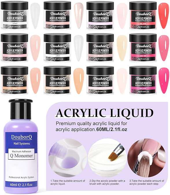 Acrylic Nail Art Kit for Beginners with U V Lamp and Drill | Complete manicure set includes acrylic powder, brush, glitter, file, French tips, nail drill and U V lamp for home use - Image 4