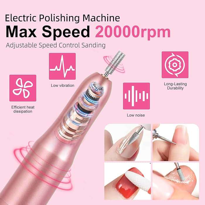 Acrylic Nail Art Kit for Beginners with U V Lamp and Drill | Complete manicure set includes acrylic powder, brush, glitter, file, French tips, nail drill and U V lamp for home use - Image 5