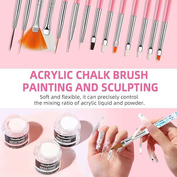 Acrylic Nail Art Kit for Beginners with U V Lamp and Drill | Complete manicure set includes acrylic powder, brush, glitter, file, French tips, nail drill and U V lamp for home use - Image 7