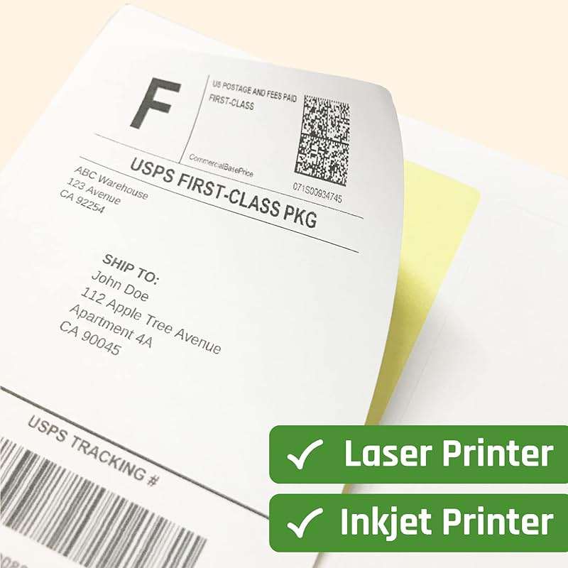 40 Sheets, 4" x 5" - Large Printable Shipping Labels, for Laser/Inkjet Printers - Matte White - Image 4