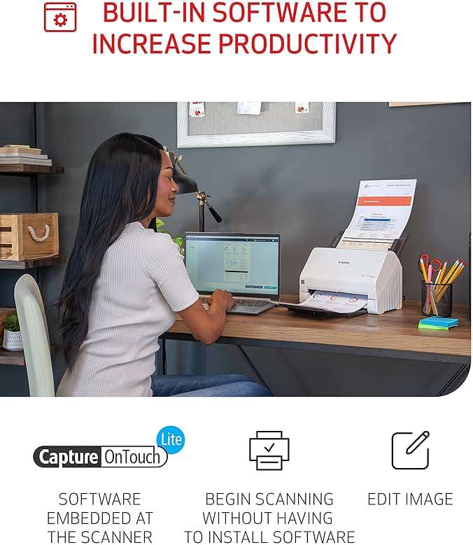 Canon imageFORMULA R30 - Office Document Scanner, Auto Document Feeder, Duplex Scanning, Plug-and-Scan Capability, No Software Installation Required - Image 7