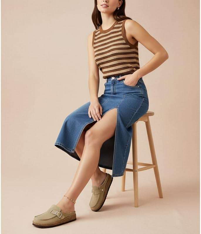 CUSHIONAIRE Hobby Genuine Leather Suede Mule Clogs for Women with Buckle Strap and Cork Footbed, Supportive All-Day Comfort in Womens Shoes - Image 2