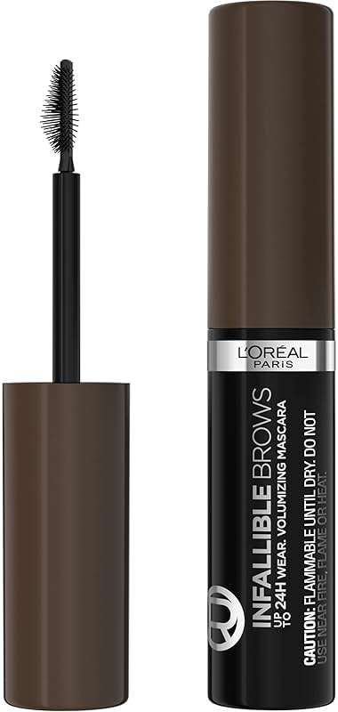 L'Oreal Paris Infallible Volumizing 24H Wear Brow Mascara, Long Lasting Eyebrow Makeup for 2X Fuller Eyebrows, 3.0 Soft Black, 0.13 Fl Oz - Image 1