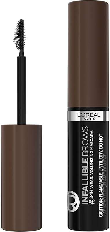 L'Oreal Paris Infallible Volumizing 24H Wear Brow Mascara, Long Lasting Eyebrow Makeup for 2X Fuller Eyebrows, 4.0 Dark Brunette, 0.13 Fl Oz - Image 1