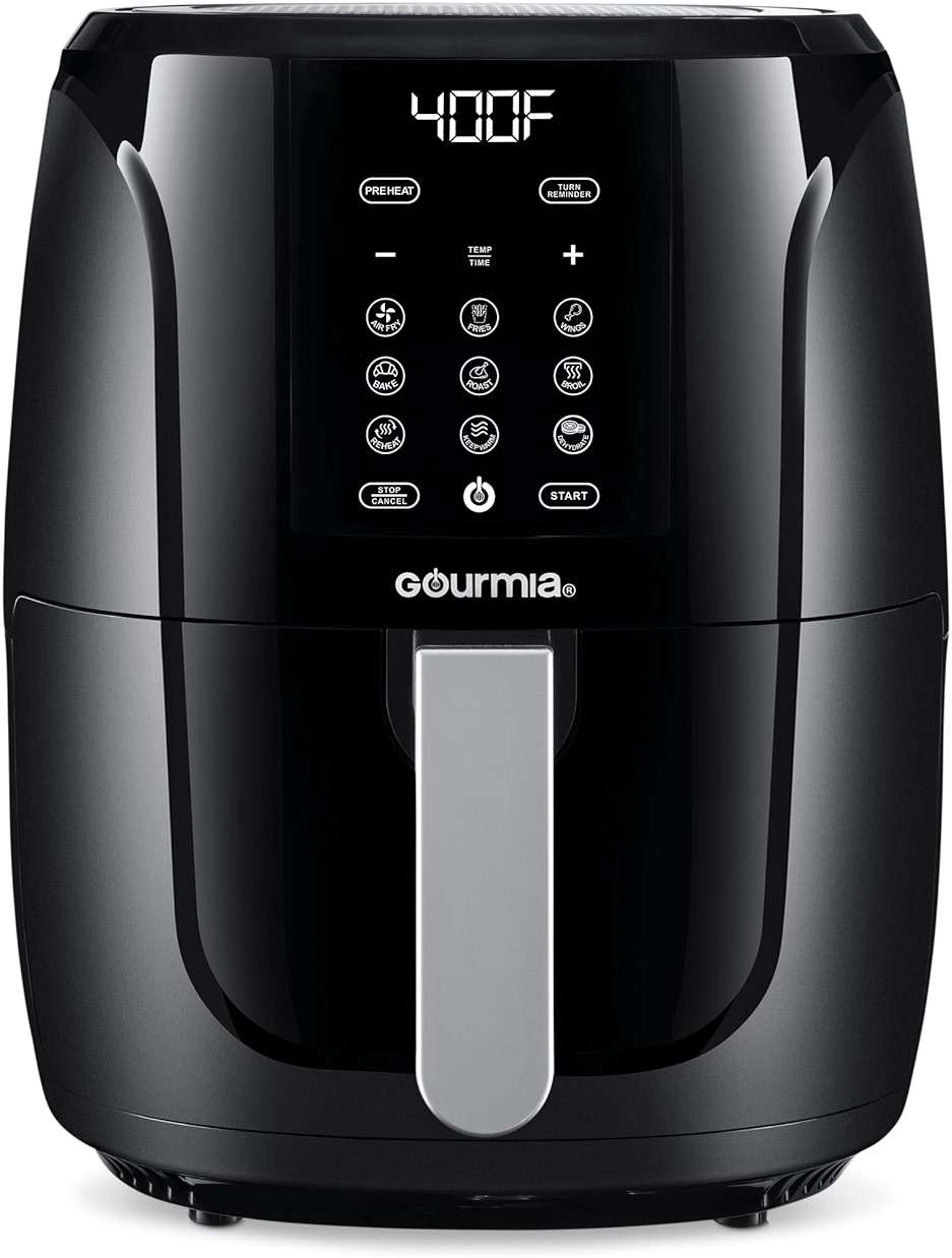 Gourmia Air Fryer Oven Digital Display 5 Quart Large AirFryer Cooker 12 1-Touch Cooking Presets, XL Air Fryer Basket 1500w Power Multifunction Black and Stainless Steel Accents FRY FORCE GAF536 - Image 1