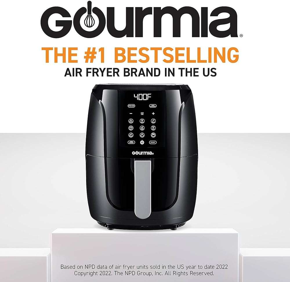 Gourmia Air Fryer Oven Digital Display 5 Quart Large AirFryer Cooker 12 1-Touch Cooking Presets, XL Air Fryer Basket 1500w Power Multifunction Black and Stainless Steel Accents FRY FORCE GAF536 - Image 2