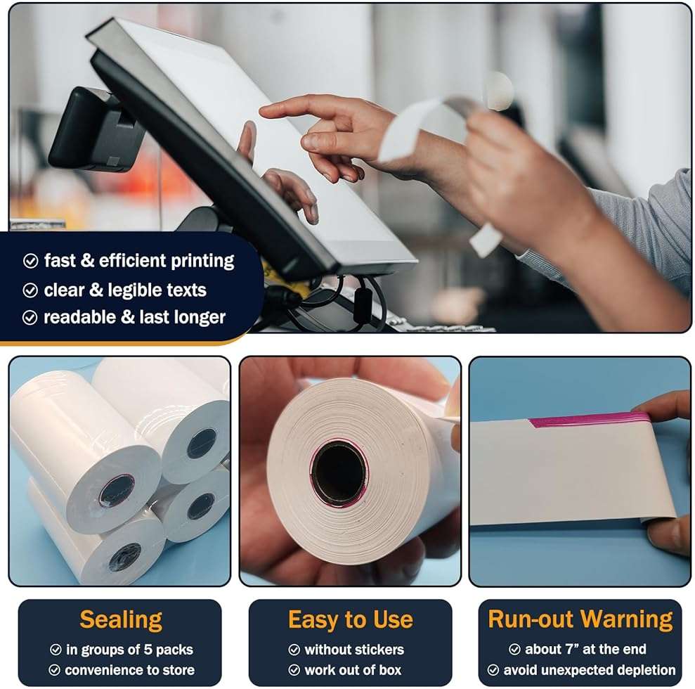 (10 Rolls) 3 1/8 x 230 Thermal Paper Rolls, BPA Free Thermal Receipt Paper Rolls, 3.125 inch Wide and 230 ft Long Per Thermal Paper Receipt Roll - Image 3