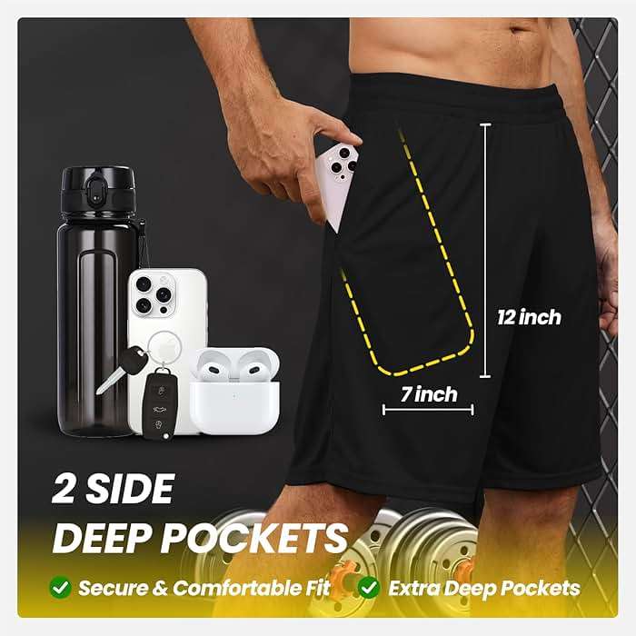 BALENNZ Athletic Shorts for Men with Pockets and Elastic Waistband Quick Dry Activewear - Image 2