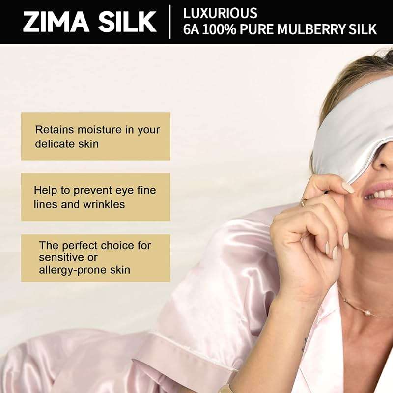 ZIMASILK Adjustable 22 Momme 100% Pure Mulberry Silk Sleep Mask, 3D Contoured Cup Eye Mask for Sleeping, Super Soft Breathable Blindfold, Perfect Blocks Light for Sleeping (Black) - Image 4