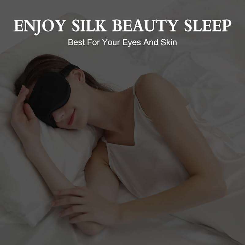ZIMASILK Adjustable 22 Momme 100% Pure Mulberry Silk Sleep Mask, 3D Contoured Cup Eye Mask for Sleeping, Super Soft Breathable Blindfold, Perfect Blocks Light for Sleeping (Black) - Image 5