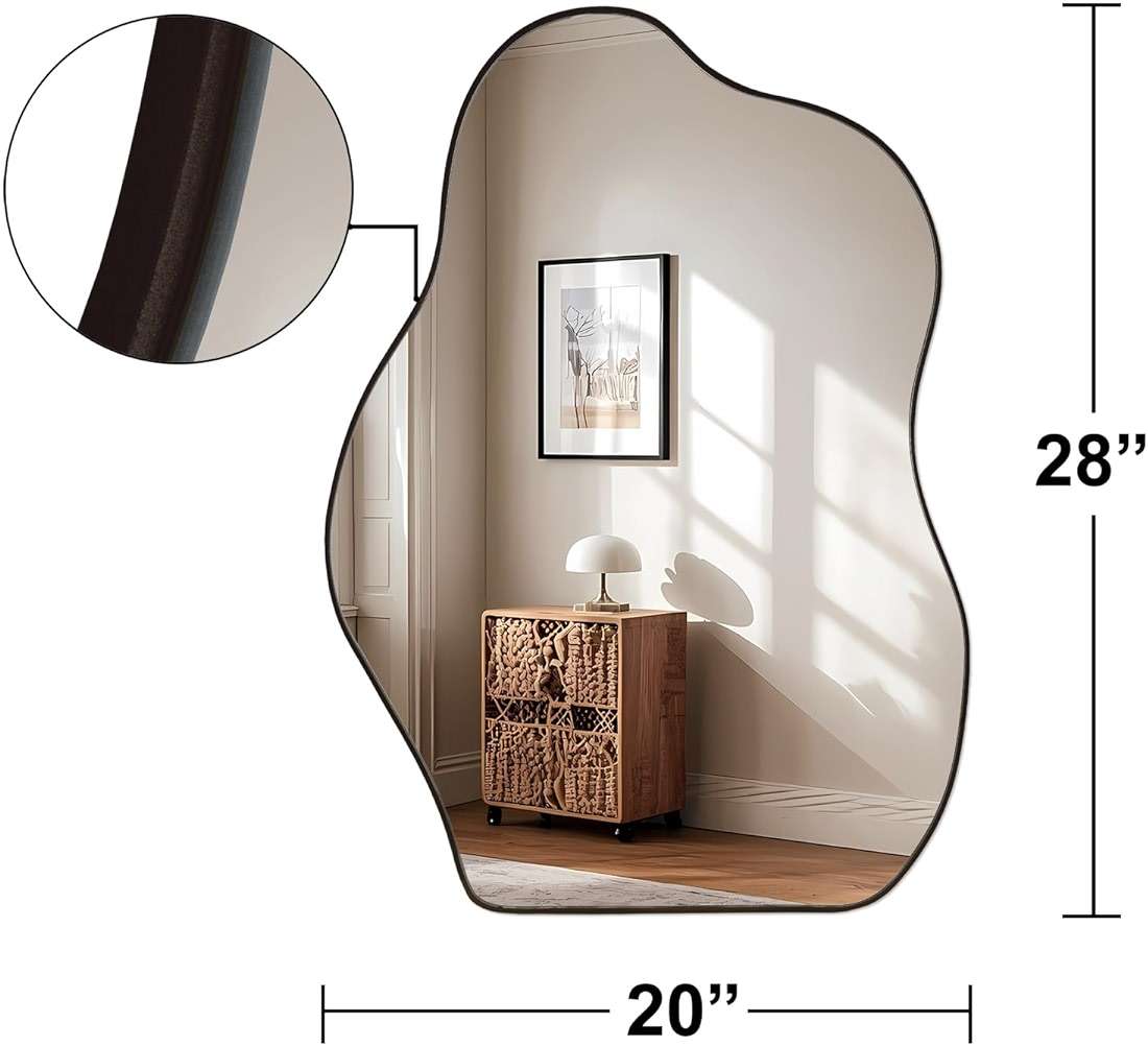 BOMINICA Irregular Wall Mirror - Asymmetrical Mirror for Bathroom, Living Room, Entryway, Bedroom - 20" x 28" - Image 2