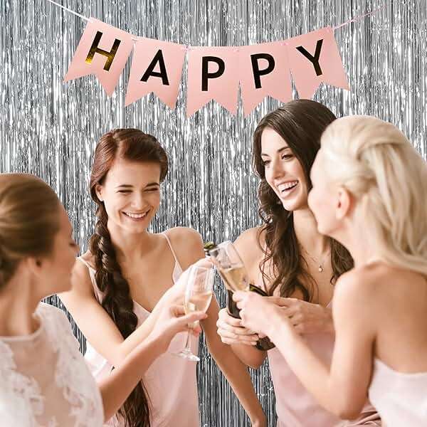 2 Pack Silver Foil Curtain Party Streamers Metallic Tinsel Foil Fringe Photo Booth Backdrop for Birthday Wedding Engagement Baby Shower Bachelorette Christmas Holiday Celebration Party Decorations - Image 3