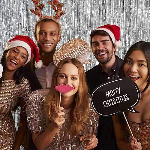 2 Pack Silver Foil Curtain Party Streamers Metallic Tinsel Foil Fringe Photo Booth Backdrop for Birthday Wedding Engagement Baby Shower Bachelorette Christmas Holiday Celebration Party Decorations - Image 6